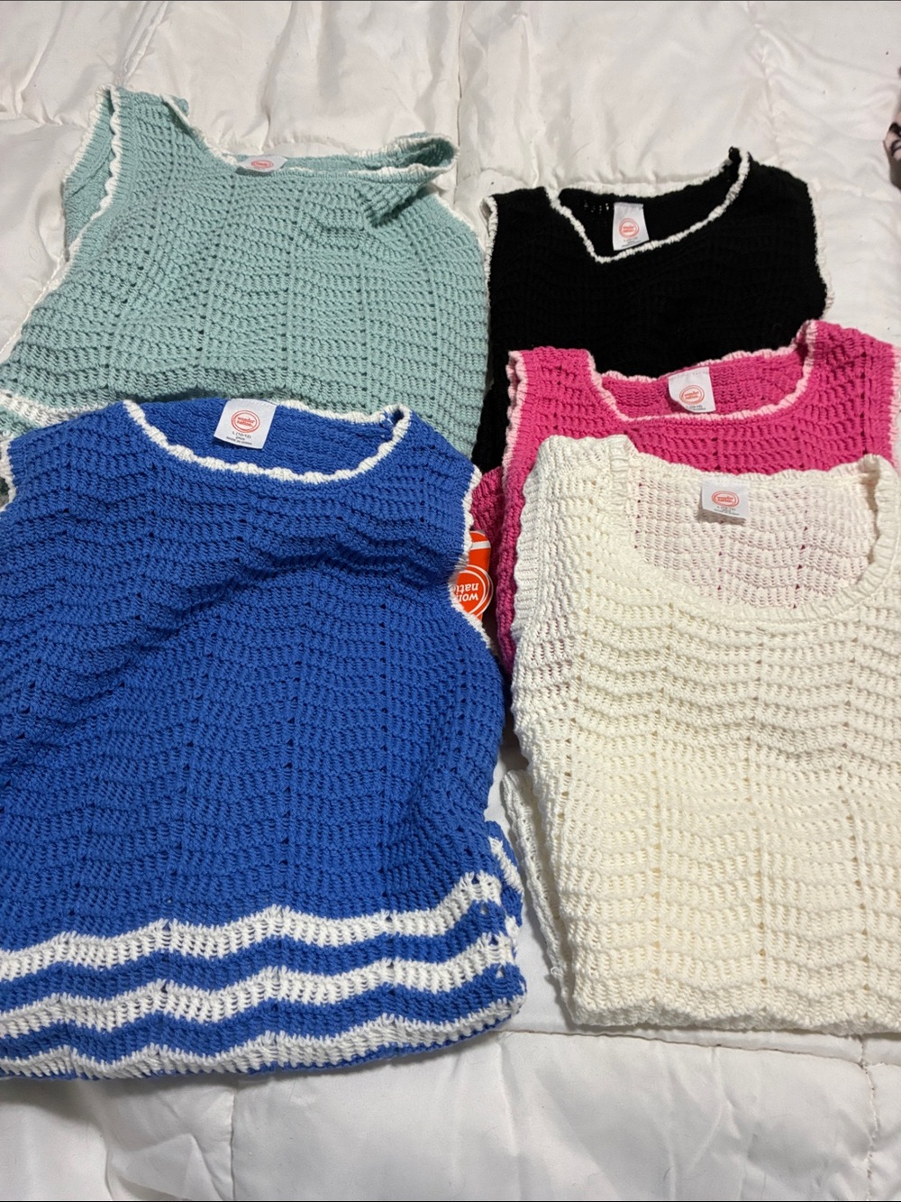 wonder nation Crocheted Tank Sweater Set - Blue, Mint, Black, Pink, Cream